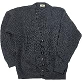 Aran Cardigan in Merino Wool with Button-Up V-Neck by Aran Woollen Mills