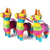 Set of 3 Mini Donkey Pinatas 4"x7" inches, Fiesta Party Decorations, Cinco de Mayo Pinata, Party Favors, Party Supplies and C