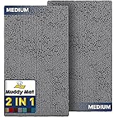 Muddy Mat® 2-Piece Grey Medium 30"X19" AS-SEEN-ON-TV Highly Absorbent Microfiber Door Mat, Bath Mat and Pet Rug, Non Slip Thick Washable, Soft Chenille for Kitchen Bathroom Bedroom Indoor and Outdoor