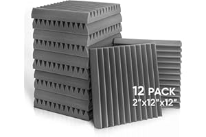 Fstop Labs Acoustic Panels, 2" X 12" X 12" Acoustic Foam Panels, Studio Wedge Tiles, Sound Panels wedges Soundproof Foam Padding Sound Insulation Absorbing Home and Office