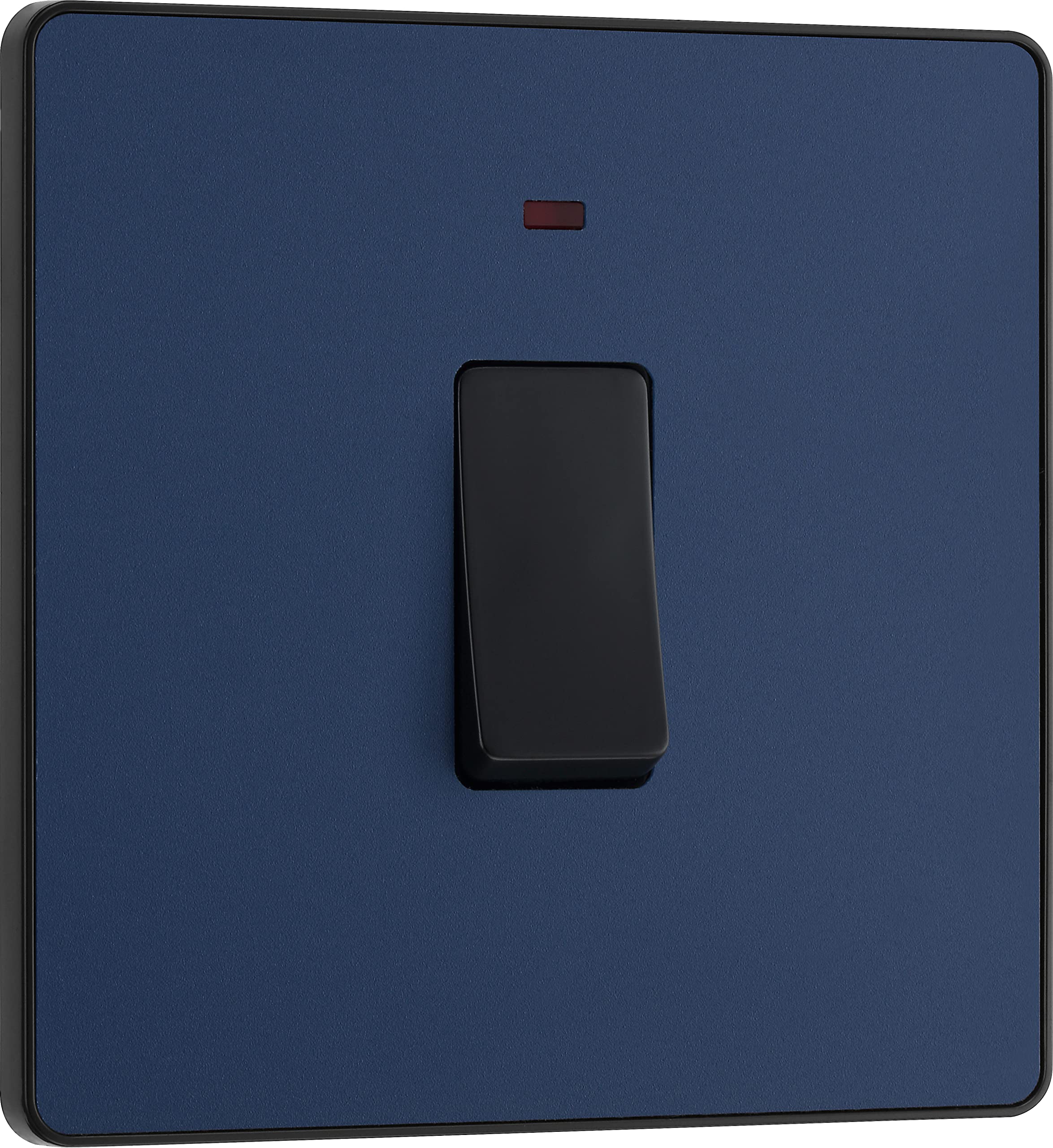 British General Evolve Double Pole Matt Blue Switch, 20A, LED Indicator, Wall Plate — image 1