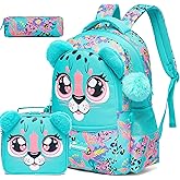 MYHSBYO Kids Backpacks for Girls School Bag Cute Girls Backpacks Ages 8-10 with Lunch Box Pencil Case Bookbag Set Travel Backpack for Preschool Kindergarten Elementary Students