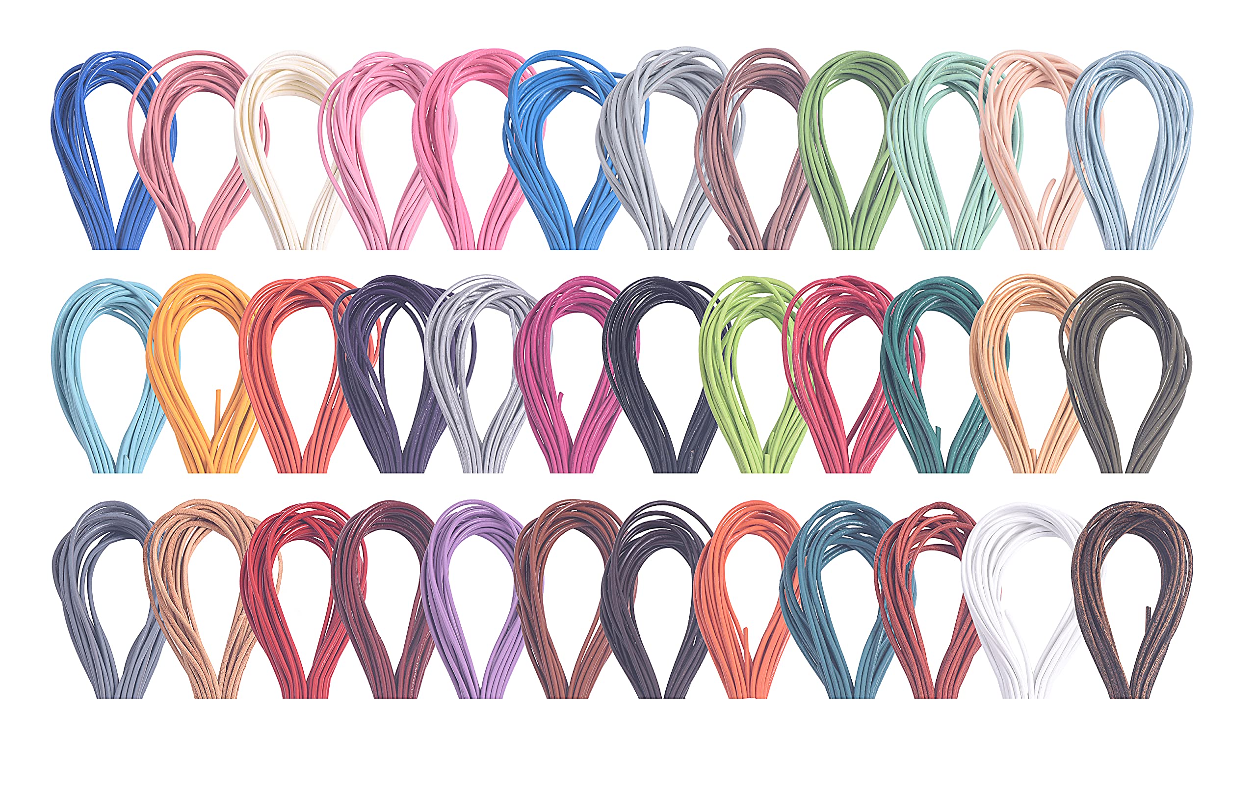 KONMAY 46 Meters 1.5mm 20 Colours Mixed Round Real Leather Cord for Jewellery Making, Crafting โ image 1
