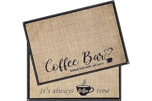 Cunhill 2 Pieces Coffee Bar Mat,Coffee Bar Accessories 20 x 14 Inch Coffee Bar Decoration Coffee Placemats for Coffee Machine, Coffee Bar, Countertops,Coffee Station Accessories(Coffee Time)