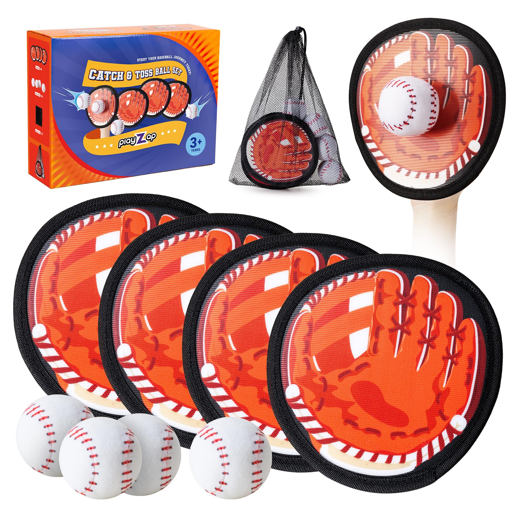 Vastoy Toss and Catch Ball Set with 4 Sticky Paddles & Balls, Quick-Dry Beach Toss Toy, Sticky Paddles with Adjustable Strap for Kids Adults, Play Catch Game for Family in Pool, Carry Bag Included — image 1