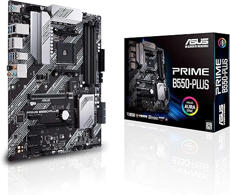 ASUS PRIME B550-PLUS - Placa base ATX AMD AM4 con disipación VRM MOS, PCIe 4.0, doble