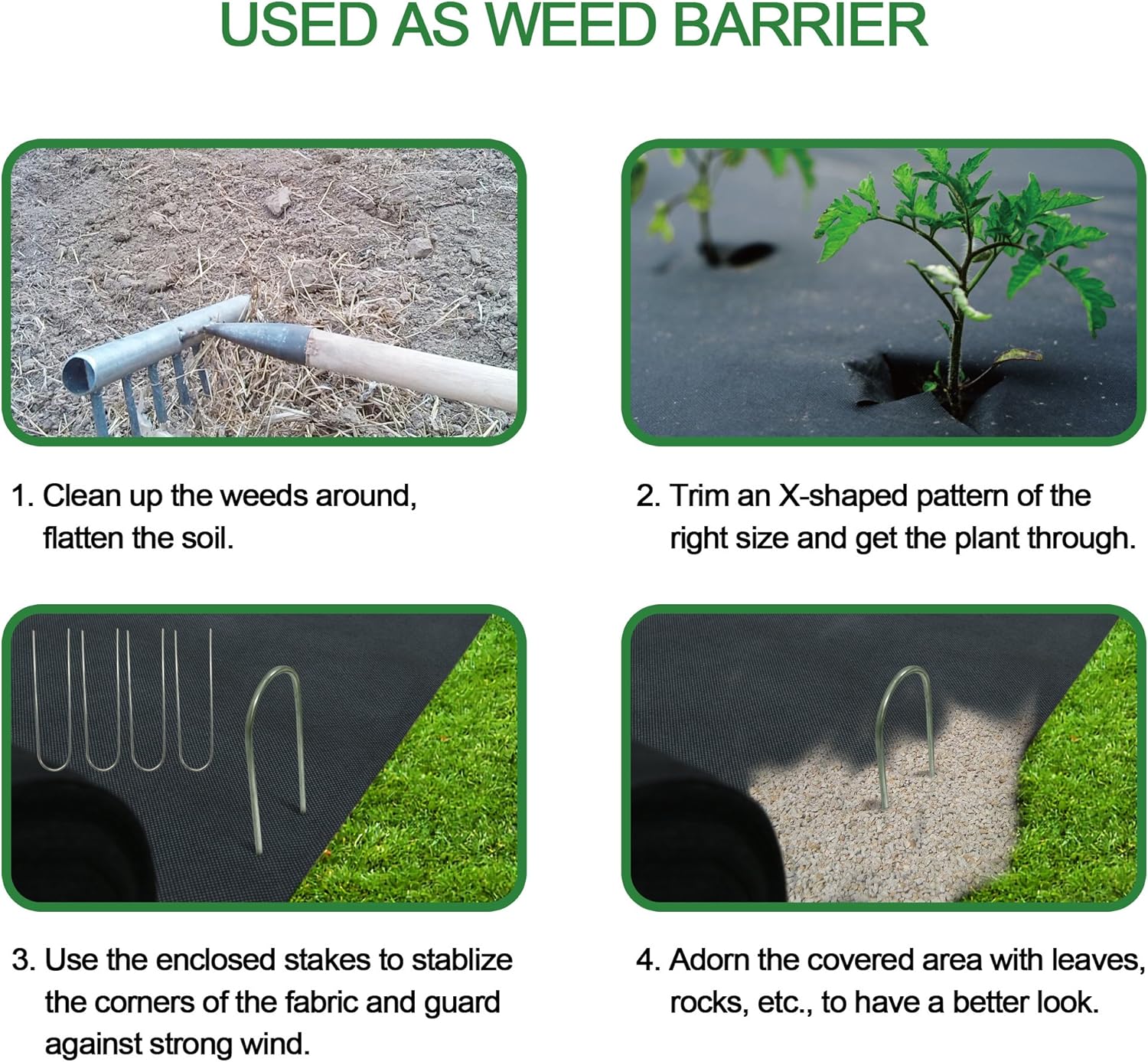 Becko Garden Weed Barrier Landscape Fabric, 80g Heavy Duty Foldable