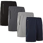 4 Pack: Men's 8" Athletic Running Quick Dry Mesh Shorts with Zipper Pockets (Available in Big & Tall)