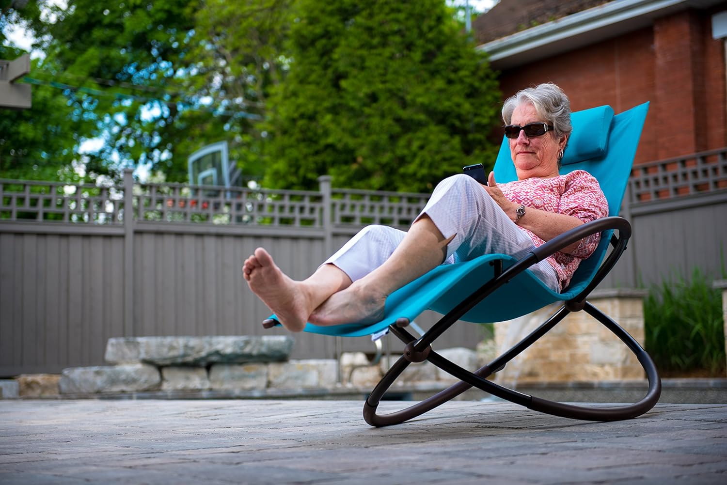 Vivere ORBL1-TT Orbital Lounger Outdoor Rocking Chair, True Turquoise : Garden & Outdoor