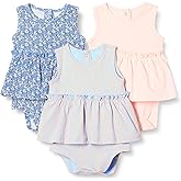 Amazon Essentials Baby Girls' Sleeveless Bodysuit Dress, Pack of 3