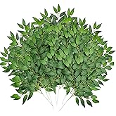 30Pcs Italian Ruscus Greenery, 23" Artificial Silk Stems Garland w/Green Leaf Vines Bendable Faux Hanging Plants Spray for DIY Wedding Arch Bouquet Table Centerpieces Vase Filler and Home Indoor Decor