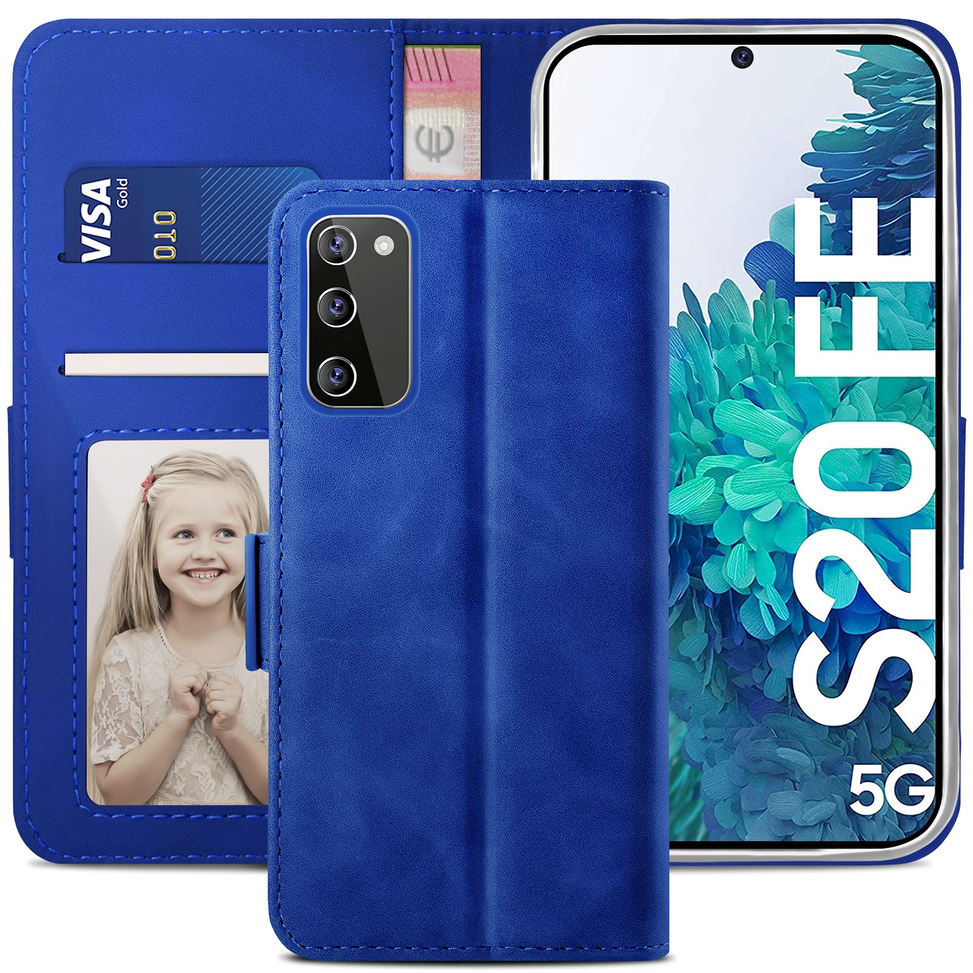 YATWIN Case for Samsung Galaxy S20 FE 5G 2022, Flip Wallet Leather Case with Card Holder Kickstand Phone Cases Cover for Samsung S20 FE 4G/5G - Royal Blue