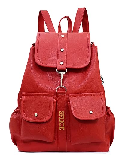 VIVARS? Leather Backpack School Bag Student Backpack Women Travel Bag 6 L Backpack (M, Red)