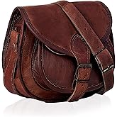 Handmadecraft 9" X 7" Women Vintage Style Genuine Brown Leather Crossbody Shoulder Bag Handmade Purse
