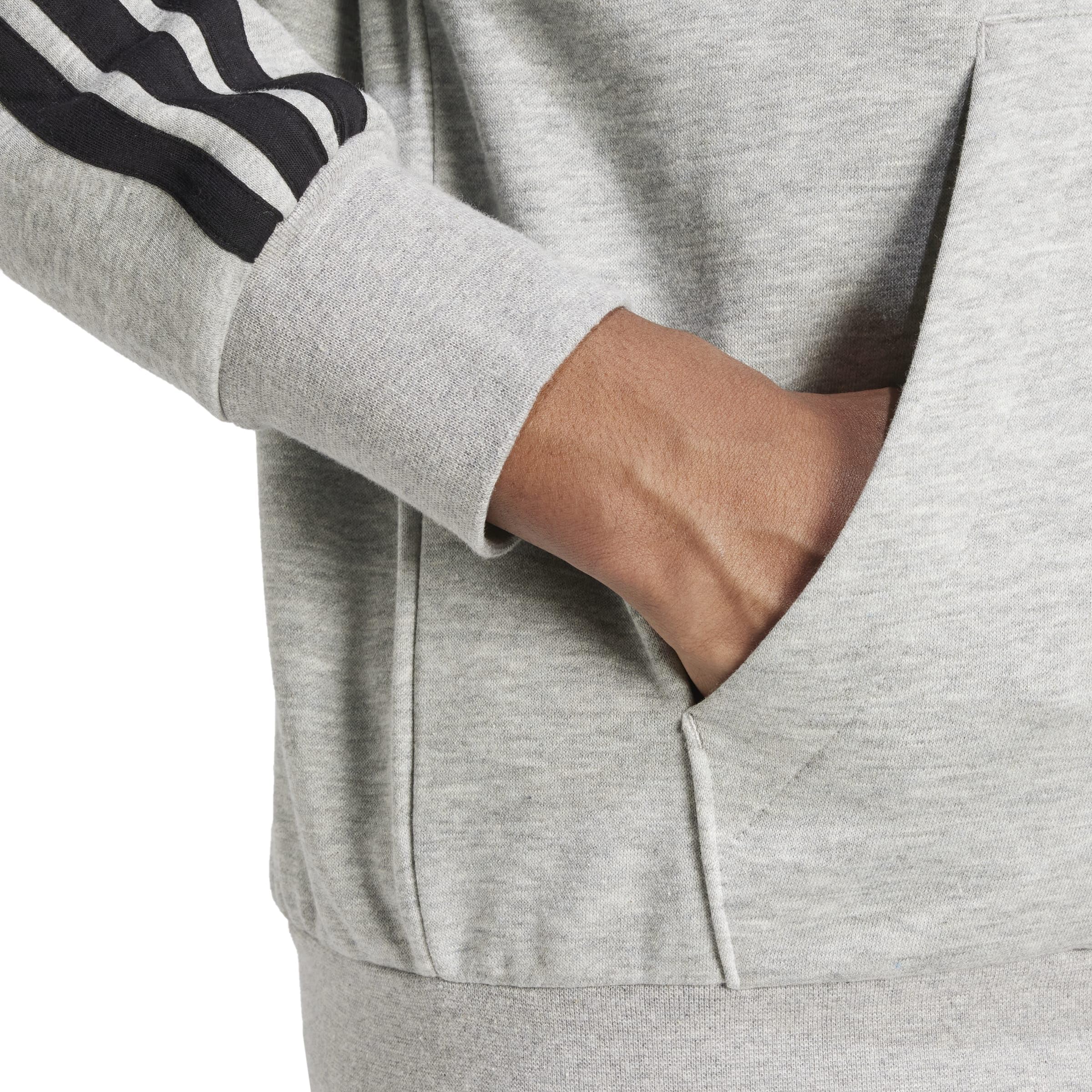 adidas Herren Essential Three Stripes Fleece Zipper Hoodie Sweatshirt, medium Grey Heather/Black, XL 5