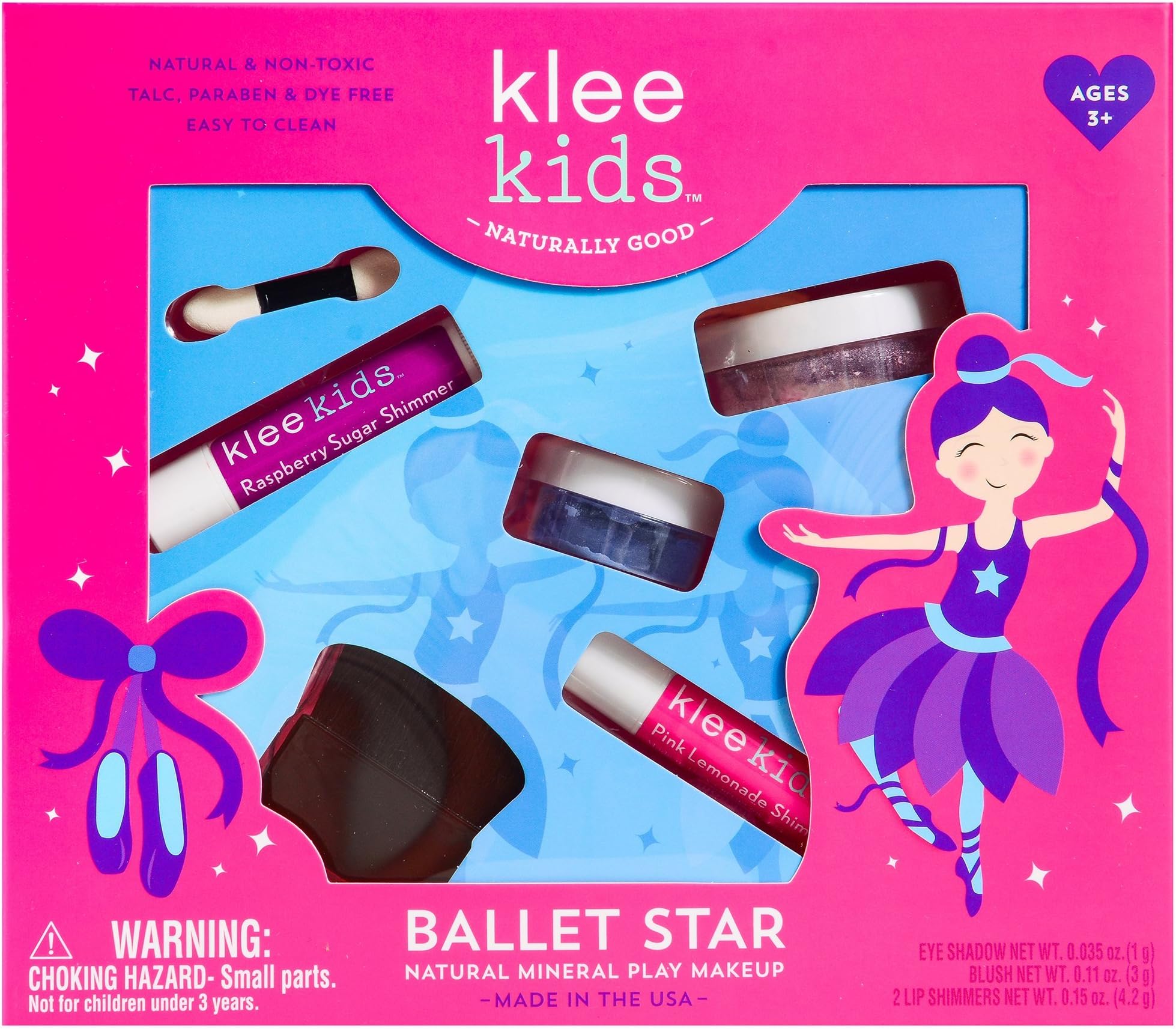 Luna Star Naturals Klee Kids Natural Mineral Makeup 4 Piece Kit, Ballet Star