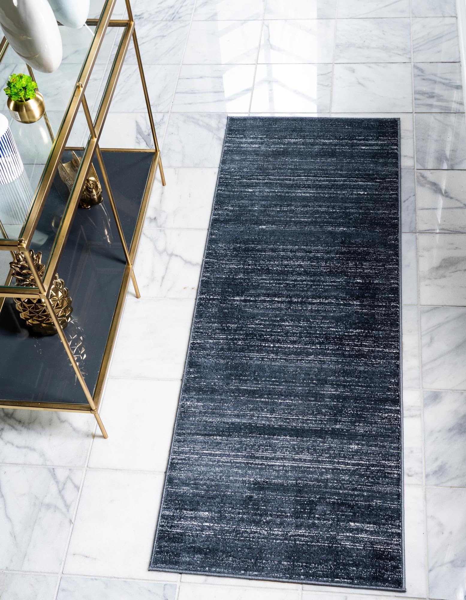 Unique Loom Jill Zarin Uptown Collection Area Rug – Madison Avenue (2′ 7″ x 8′ Runner Navy Blue/Ivory)