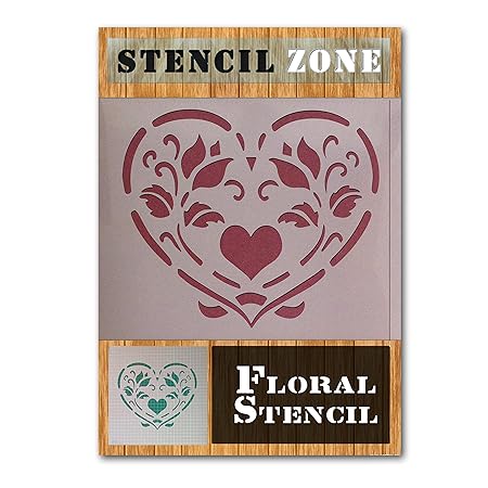 Floral Love Heart Vintage Shabby Chic Mylar Painting Wall Art