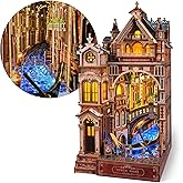 FUNPOLA Venice Night Starlit Book Nook Kit – LED 3D Wood Puzzle with Infinity Mirror – DIY Bookshelf Decor, Miniature Craft G