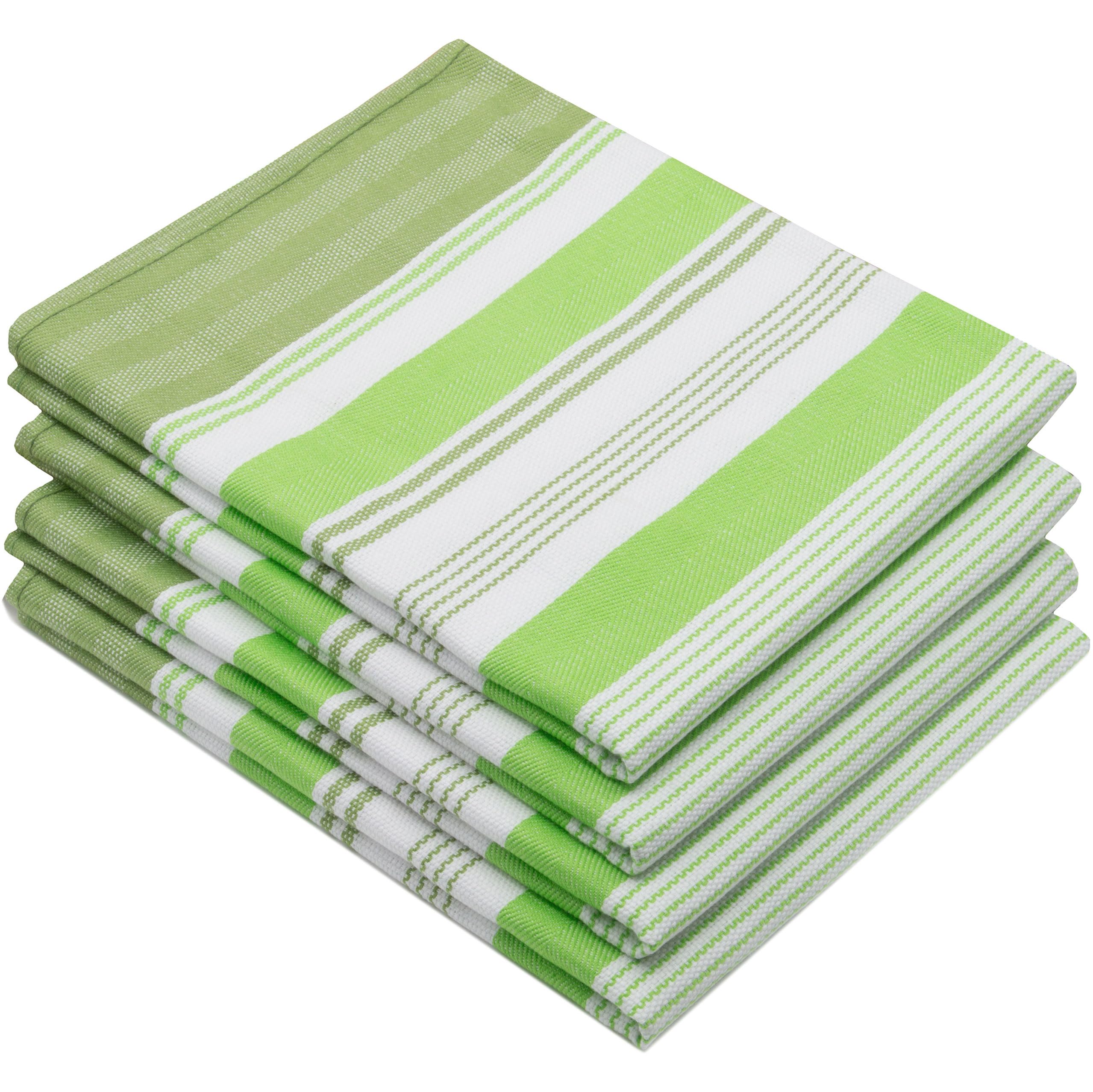 ZOLLNER pack of 4 tea towels, kitchen towels, cotton, 50x70 cm, green striped