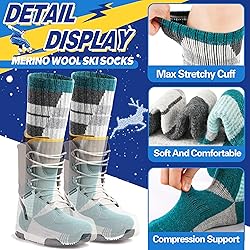 ANTSANG Kids Merino Wool Ski Socks for Girls Boys