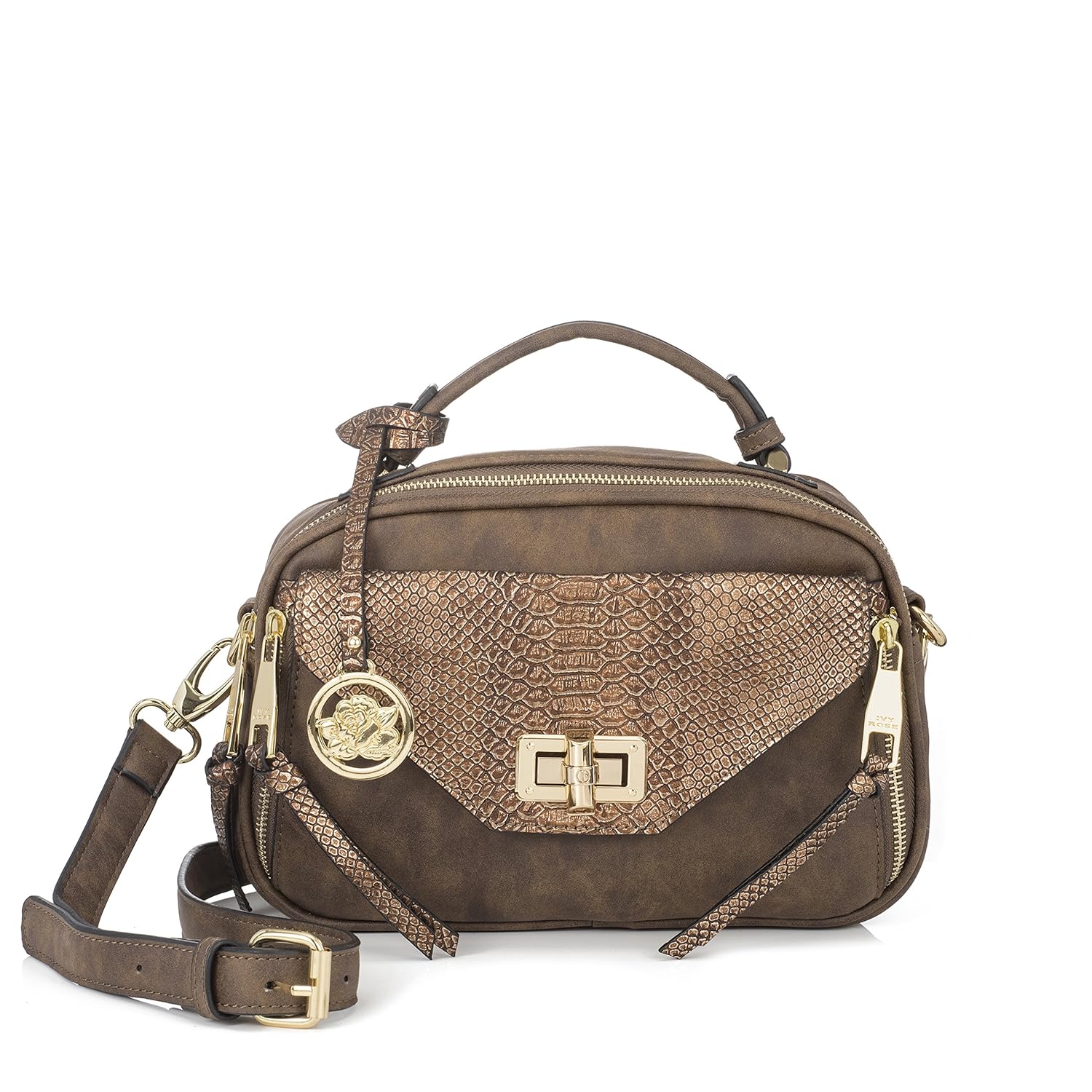Sonnet Rose Cityscape Vegan Snake Print Bag