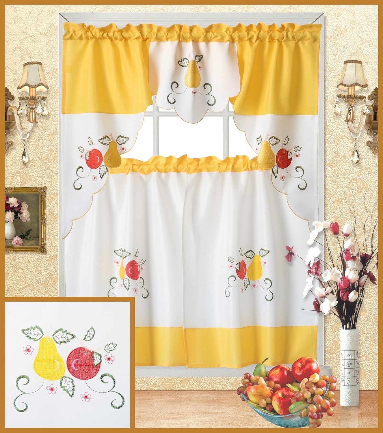 Best Yellow Kitchen Curtains And Valances Set