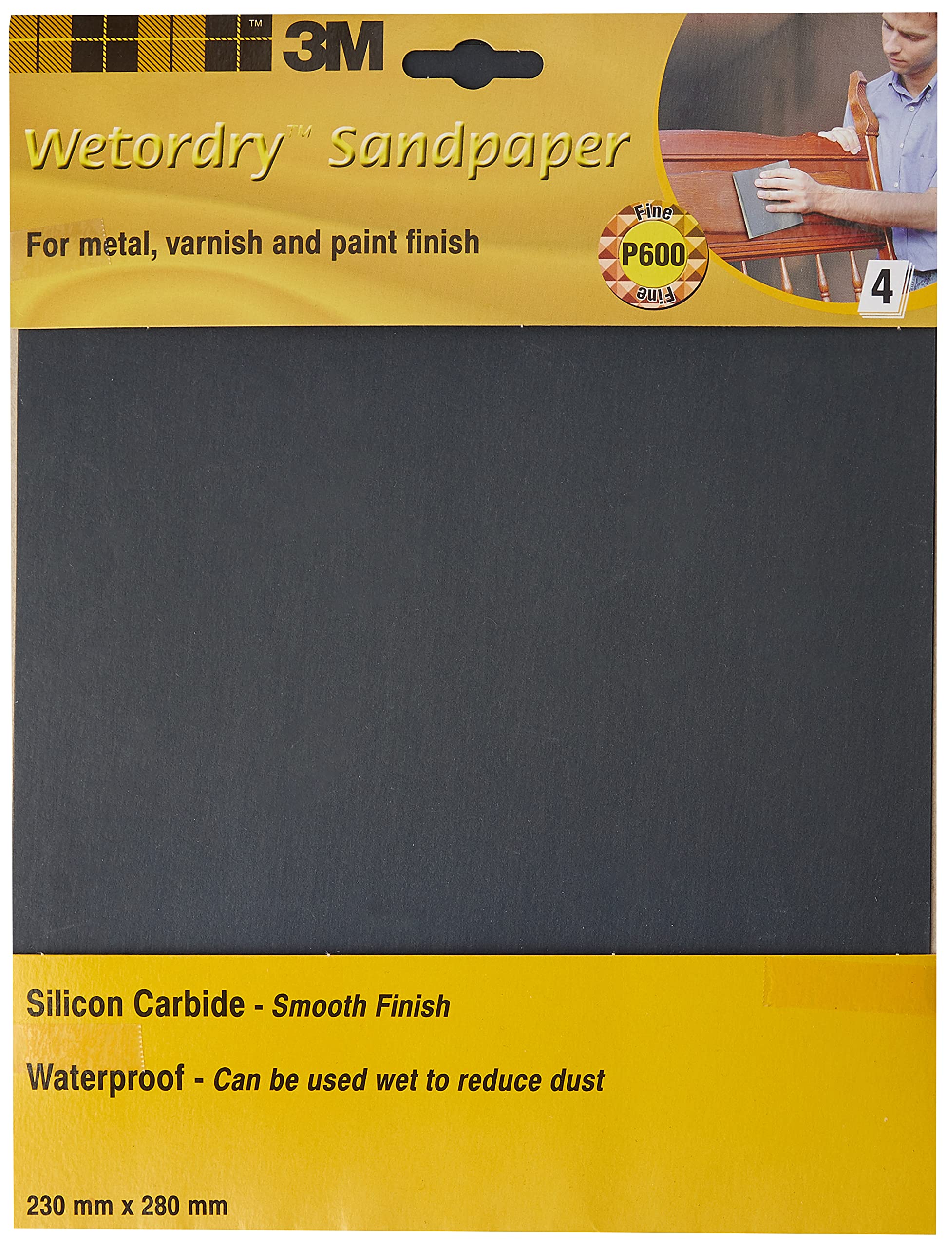 3M P600 Wetordry Sandpaper Sheets, 230 x 280 mm