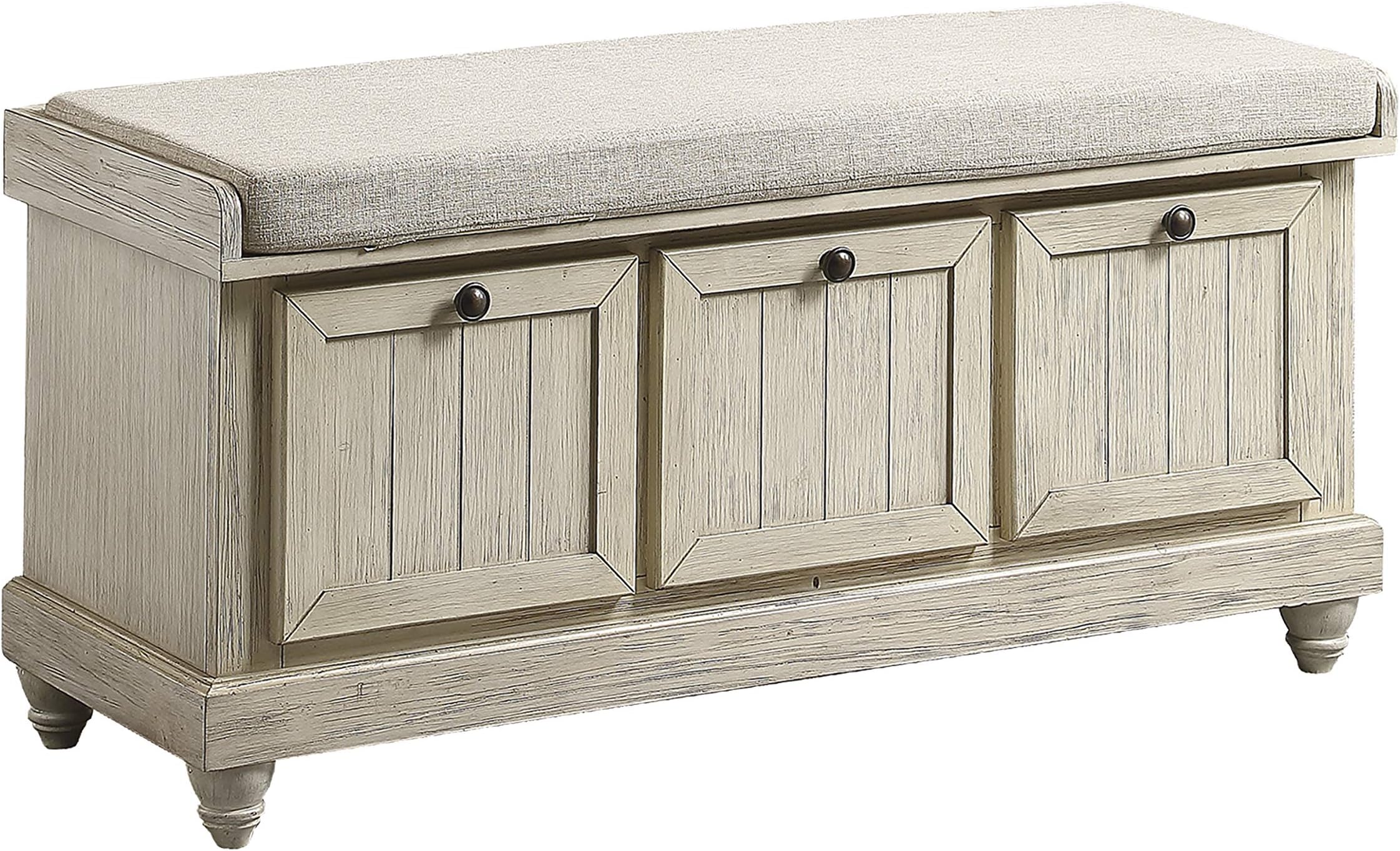 Lexicon 44" Linen Lift Top Storage Bench, White