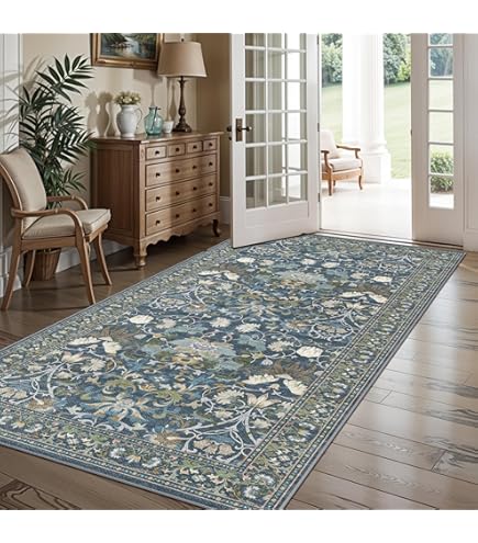 4x8 Washable Hallway Runner Rug - Wide Kitchen Runners Vintage Low Pile Carpet Soft