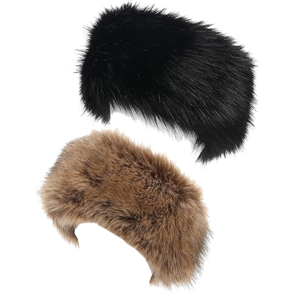 SATINIOR 2 Pieces Women Faux Fur Headband with Elastic  display picture 2
