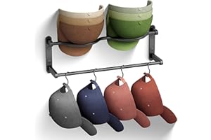PUGDODO Fkamz Hat Rack for Wall Baseball Cap Organizer，Holds Up 36 Caps，Hat Holder with Hook Wall Mount Ball Cap Hanger Modern Metal for Closet Door Bedroom Entryroom