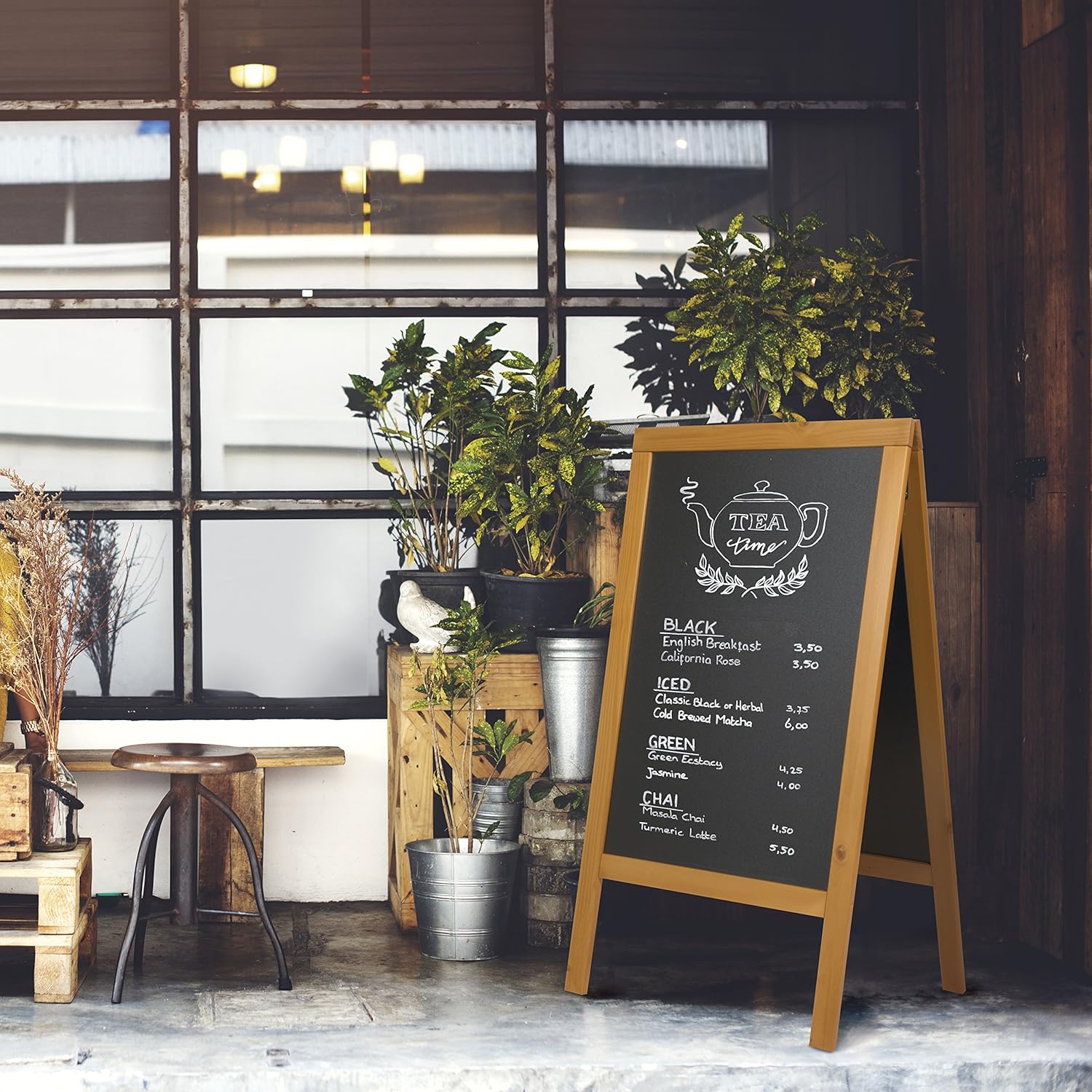 Securit Sandwich Pavement Chalk Board Lacquered Teak Finish, 125 x 70 x 5 cm, Multi-color, 120cm - Image 5
