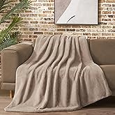 Lucky Brand Solid Rabbit Mink Faux Fur Throw Blanket, Plush Faux Fur Blanket for Sofa or Bed, 50"x70", Tan