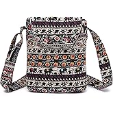 OPQRSTU Women's Retro Small Size Canvas Shoulder Bag Hippie Boho Crossbody Handbag