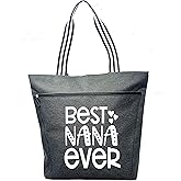 Brooke & Jess Designs Tote Bag for Grandma – Sturdy Canvas Grandma Tote w/Zipper & Inner Pocket Grandma Bag for Everyday Use