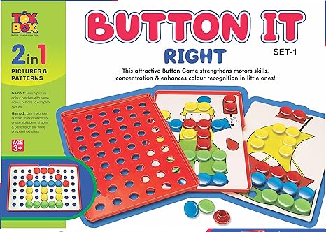 Toyztrend Preschool Educational Button It Right Junior Pictures & Patterns 2 in 1 Game for Kids Ages 3+ Multicolour