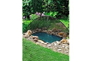 DEERFAMY Pond Net Dome, 10×14 FT Pond Cover with 2 Doors, Pond Mesh Tent with 4 Ropes, 16 Stakes, and Fiberglass Poles, Pond Netting for Koi, Outdoor Ponds, Pool and Gardens, Black