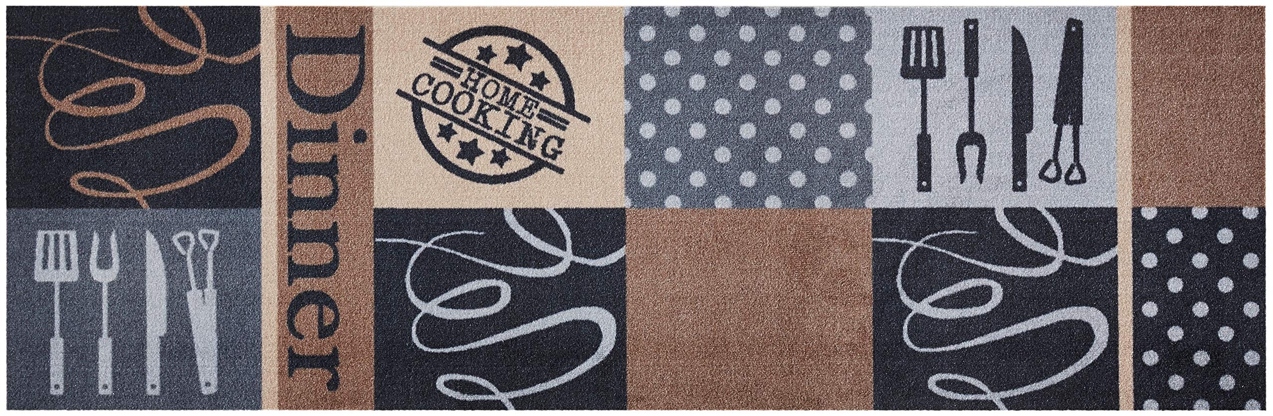 Zala Living Dinner Kitchen Rug Polyamide Grey/Brown 50 x 150 cm