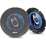 Pyle 6.5" Three-Way Sound Speaker System - 180W RMS / 360W Power Handling w/ 4 Ohm Impedance and 3/4'' Piezo Tweeter for Car