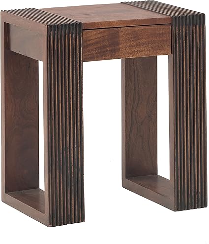 The Jaipur Living Tibet Solid Wood Bed Side Table (Honey Finish, Brown)