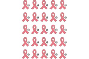 TICHSO 25/50/100PCS Breast Cancer Awareness Lapel Pins Pink Hope Ribbon Brooch for Women Girls, Charity Public and Social Event