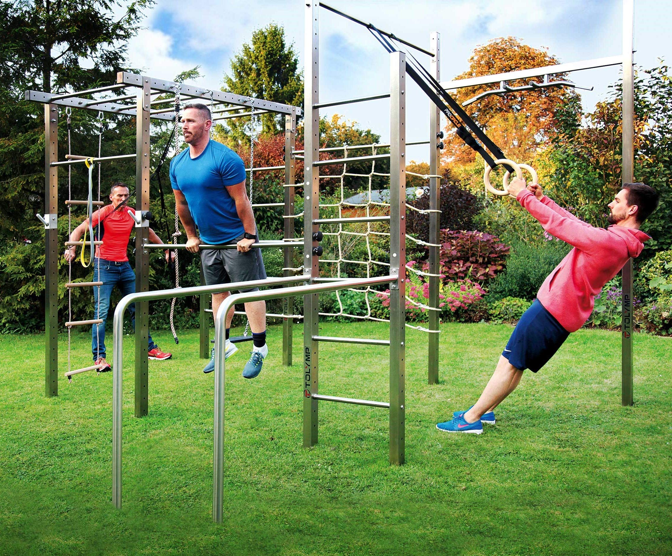 Tolymp Gym Equipment Climbing Tower Play Tower Universal For Family Children And Fitness In Your Own Garden Cross All With Rung Ladder Climbing Net Dip Bars Pull Up Bars Buy Online In