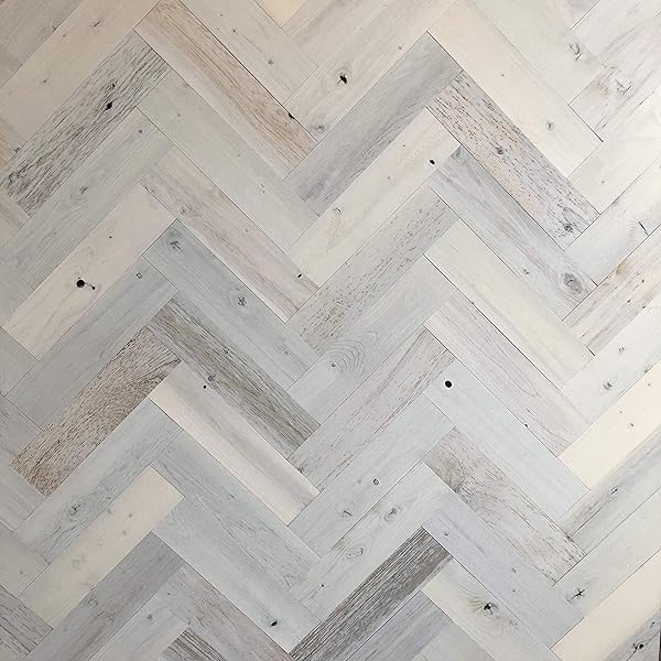 Herringbone Reclaimed Barnwood Wall Planks Simple Peel and Stick 10