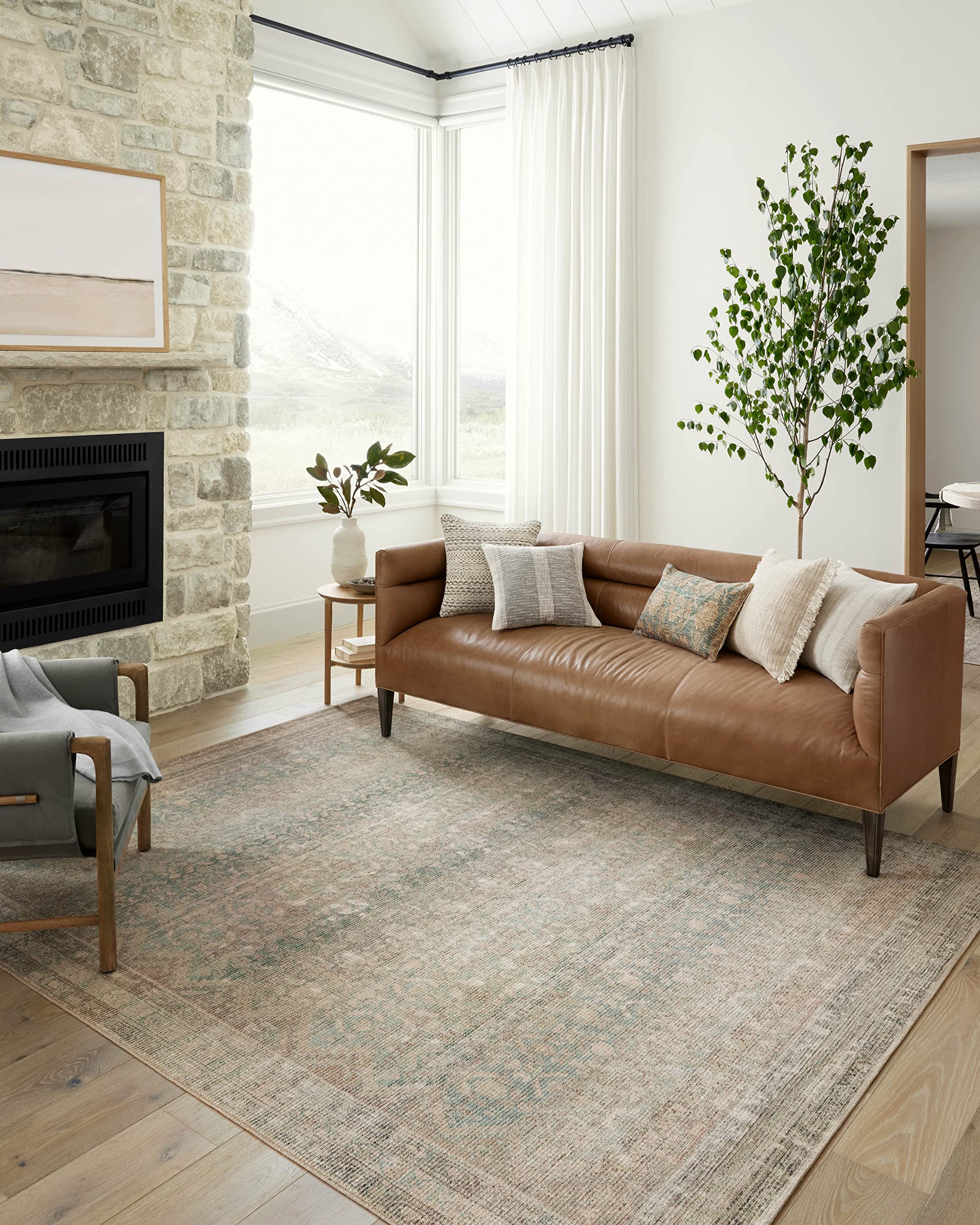 Photo 1 of Loloi Angela Rose Aubrey Collection AUB-03 Jade/Natural 7'-6" x 9'-6", .19" Pile Height, Area Rug