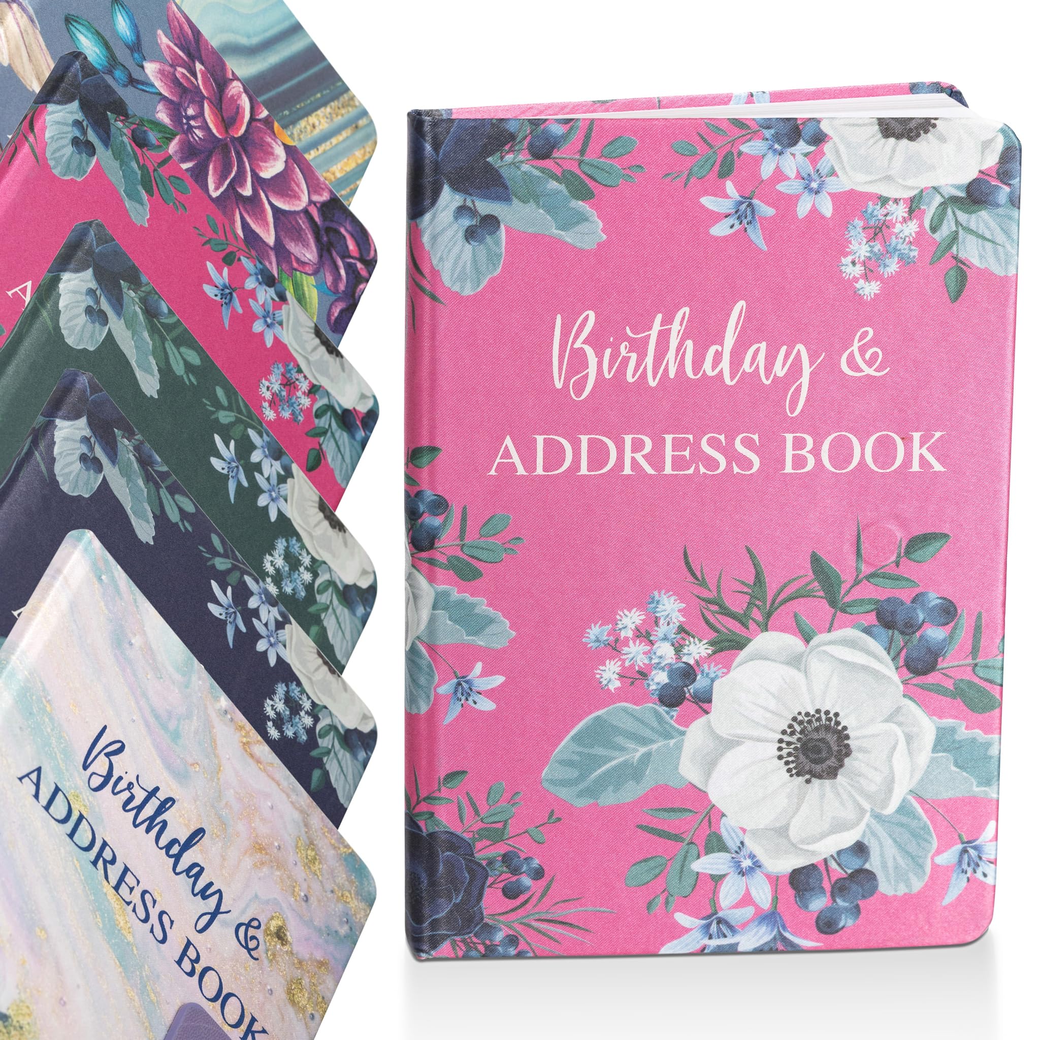 A to Z Telephone Address Book A-Z Index Hard Back Cover with Pen Address Book Home Office Work (Pink Flower)