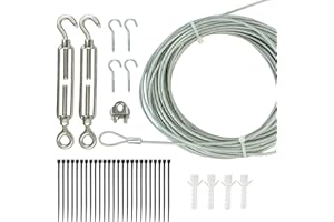 Newhouse Lighting STRINGKIT2 Stainless Steel Hanging/Suspension Kit with Vinyl Coated Wire for Outdoor Patio Lights up to 48 ft. Includes Turnbuckle and Hooks