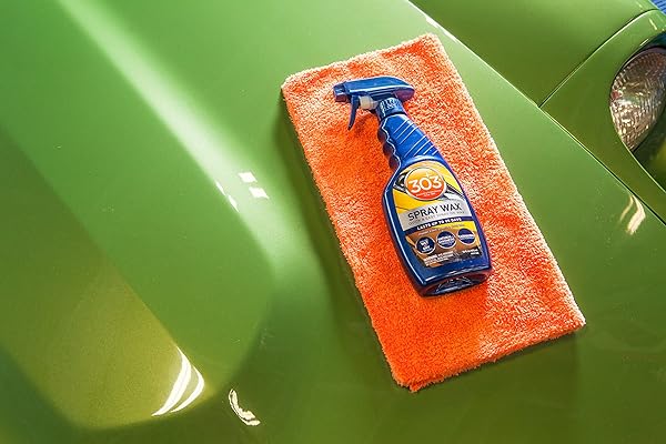 303 SPRAY WAX – QUICK AND EASY SPRAY ON CAR WAX – LASTS UP TO 90 DAYS – USE ON WET OR DRY SURFACES – NATURAL AND SYNTHETIC PROTECTION – CARNAUBA WAX FORMULATION, 16 FL. OZ, BLUE