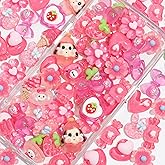 Decoden Charms 100PCS Mixed Kawaii Flatback Resin Charms for Crafts, Cabochon for DIY Projects, Slime Charm, Resin Art, Scrapbooking, Phone Case & Accessories (Pink)