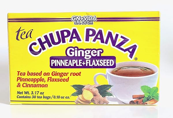 TEA CHUPA PANZA, TEA BASED ONGINGER ROOT, PINNEAPPLE, FLAXSEED & CINNAMON (30 TEA BAGS/0.10 OZ EACH)
